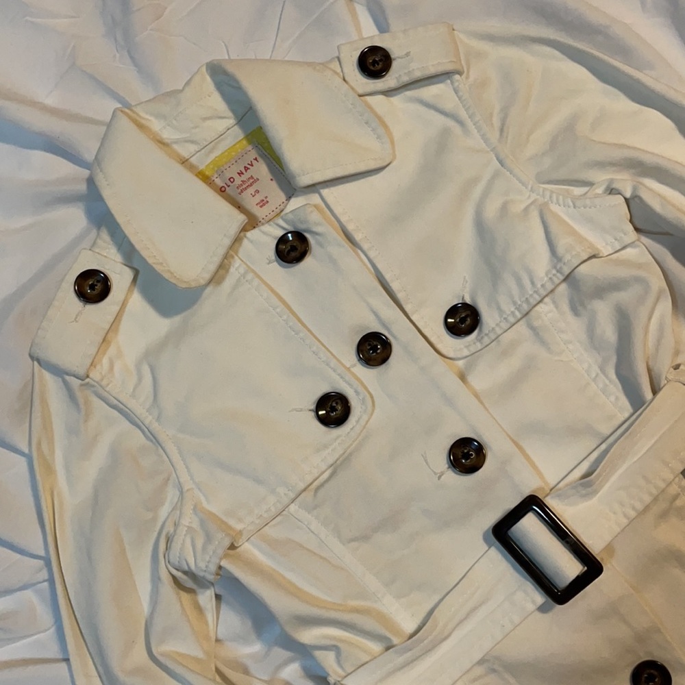 Old Navy White Double Breasted Trench Coat